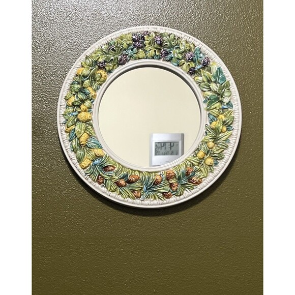 Vintage Ceramic Mirror Wreath Round Fruit Leaf Made in Italy Multi Wall Mounted - Picture 3 of 17